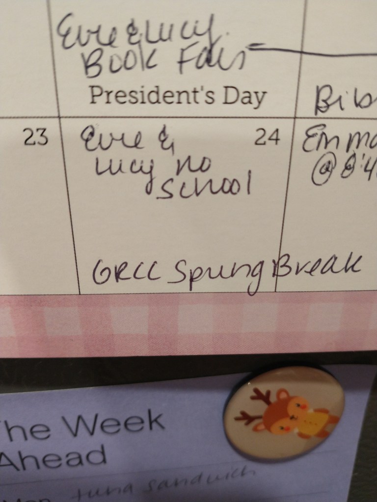 The calendar says "no school" on the 24th