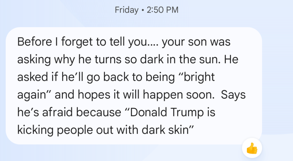 Donald Trump is kicking people out with dark skin.